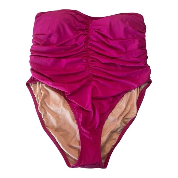 J. CREW Ruched Sweetheart One Piece Swimsuit Radiant Fuchsia Pink 24 /3X NEW - Picture 10 of 16